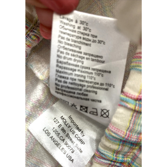 Lili Sidonio Pants Womens Large Neon Plaid Seersucker Elastic Cuff Cargo Pockets - Picture 6 of 14